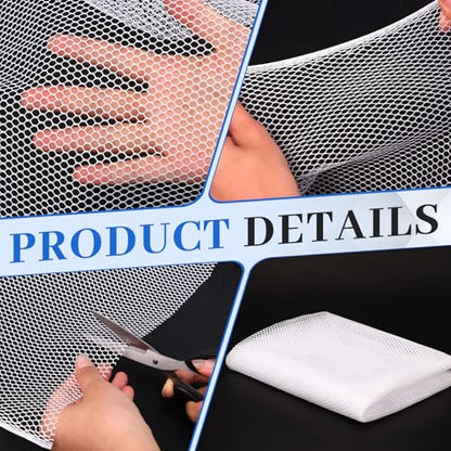 FSWCCK White Mesh Fabric, 62 x 59 Inch Soft Mesh Netting Slightly Stretchy for Shopping Bag, Backpack Pocket and Straps and Netting Clothes (White) - color: White