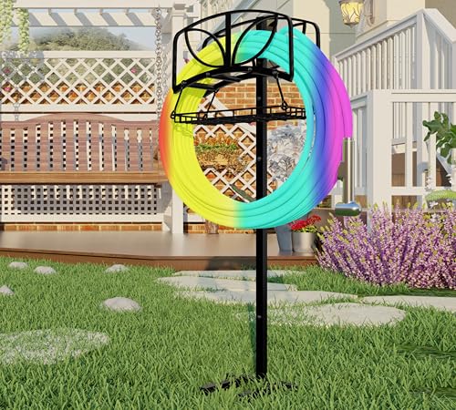 Fire Beauty Garden Hose Holder with Storage Basket,Heavy-Duty,80+ lb Capacity,Rust-Proof Stainless Steel,Organizes 150ft Hose for Patio&Yard,Leaf Design - style: Leaf Design