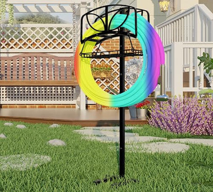 Fire Beauty Garden Hose Holder with Storage Basket,Heavy-Duty,80+ lb Capacity,Rust-Proof Stainless Steel,Organizes 150ft Hose for Patio&Yard,Leaf Design - style: Leaf Design