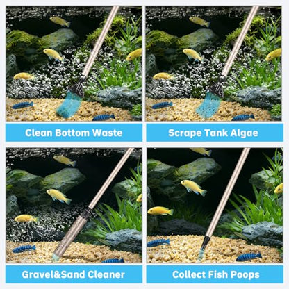 Gravel Vacuum for Aquarium-6.5Ft Hose Water Changer for Fish Tank Adjustable-Manual Siphon Pump Fish Tank Cleaner