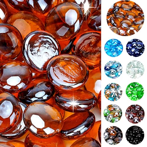 OnlyFire Fire Pit Glass Rocks 10 lbs, High Luster Fire Glass Beads 1/2 Inch, Tempered Glass Marbles for Propane/Natural Gas Fire Pit, Fireplace, Multicolor & Blends Available - color: Caramel
