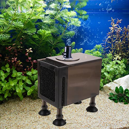 Ipetboom Wear-Resistant Household Pump Box with Filter Sponge and Hose Outlet Protective Pump Container 5.90X5.51X3.54 Inch for Aquarium Pond