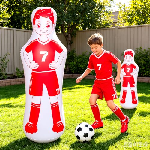 ZHUYNXIR Inflatable Soccer Dummy, Soccer Training Equipment, Inflatable Dummy Goalkeepr Air Mannequin Free Kick Wall Goalkeeper Defender Training for Children Adults - color: 120 dummy-Red