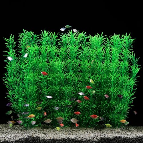 2 Pack Aquarium Decor Plastic Plants Extra Large 21 Inches Tall Fish Tank Decorations (Green 4pcs) - color: Green 4pcs
