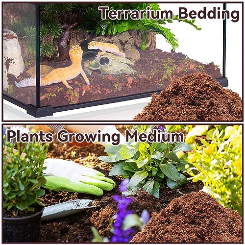 2 Pack Coconut Fiber Substrate, Natural Coco Coir Bedding for Reptiles Turtles, Tortoises, Snake, Hermit Crab, Gecko, Lizard, Bioactive Terrarium Soil for Humidity Control and Plant Substrate
