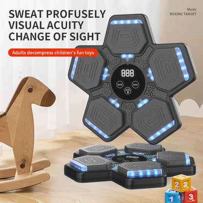 HOTSEVEN 2025 Music Boxing Machine with Boxing Gloves, Smart Bluetooth Boxing Machine with LED Electronic Wall Mounted, Music Boxing Target Workout Punching Equipment for Home(Upgrade) - style: QJB-22(pentagon)