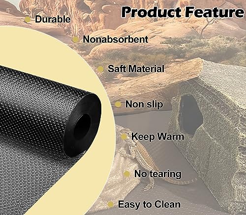 Reptile Carpet Bearded Dragon Tank Accessories for 40 Gallon, 20 Gallon, 50 Gallon,75 Gallon Tank, 17.5x39 Inch Non-Adhesive Reptile Mat Terrarium Liner For Leopard Gecko, Snake, Lizard and Tortoise