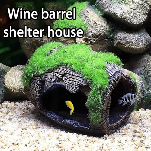 Natural Lookings Artificial Moss Barrels Landscape Decors for Aquariums Hideouts Accessory for Fish Shrimp Fishtanks Ornament