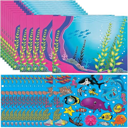 Fun Express - Dyo Aquarium Sticker Scene - Stationery - Stickers - Make - A - Scene (Lrg) - VBS Vacation Bible School Supplies/Decor - 12 Pieces