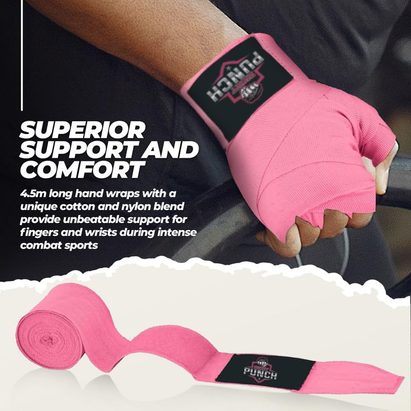 ProShield Boxing Wraps| 180-Inch Bandages| Boxing Hand Wraps Protection for Muay Thai MMA and Kickboxing - color: Pink, size: 118"