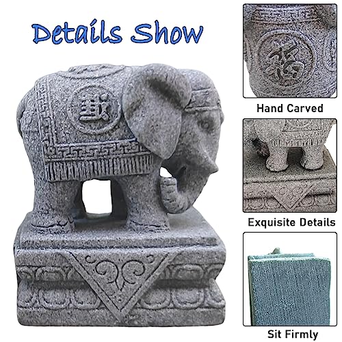 livelyfish Small Elephant Figurines A Pair Aquarium Decor Elephant Statues Bonsai Ornaments for 10 Gallon or Smaller Fish Tanks FengShui Decor (S)