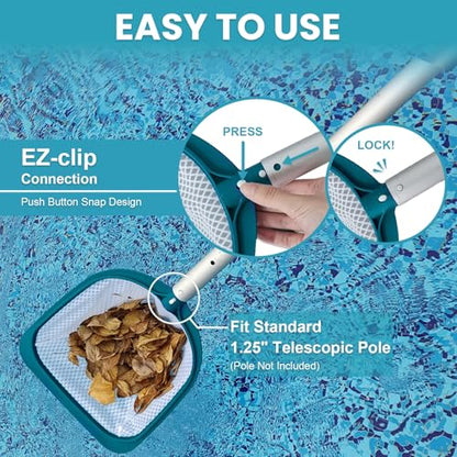 Pool Spa Leaf Skimmer Net - Ultra Fine Mesh Diamond Netting with 5" Deep Bag for Above Ground Pools, Ponds, Hot Tubs, Spas and Fountains Removing Leaves & Debris(No Pole) - size: Pool skimmer no pole
