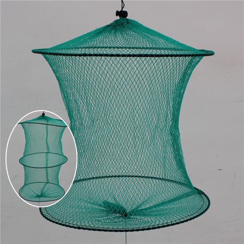 Knotless Fishing Net, Foldable Steel Wire Frame, Rubber Coated Rim, Lightweight Mesh for Small Fish Protection and Catch Release