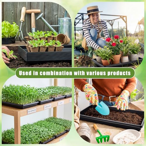 20 Pack 1020 Seed Starting Tray Heavy Duty Plant Growing Flat Seedling for 72/128 Cell Plug Plant Nursery Tray No Hole Germination Transplant for Microgreens Gardening Greenhouse (L)