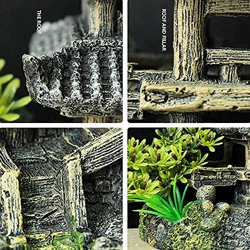 IBWell Classical Lifelike Chinese Landscape Resin Aquarium Castle Decorations Fish Tank Ornaments (Building)