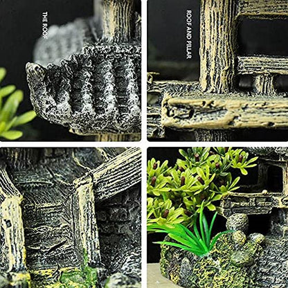 IBWell Classical Lifelike Chinese Landscape Resin Aquarium Castle Decorations Fish Tank Ornaments (Building)