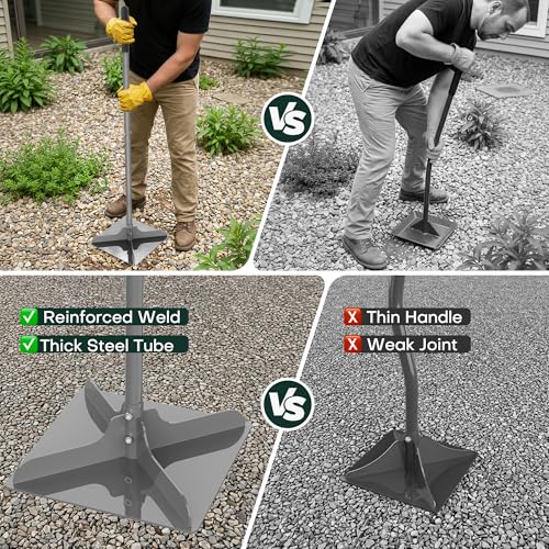 10"×10" Steel Hand Tamper, 48" Adjustable Handle Manual Soil Compactor & Dirt Tamper Tool for Landscaping, Yard, Gravel, Asphalt, Driveway, Garden, Ground Leveling
