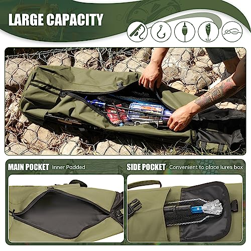 Fishing Rod Bag Fishing Rod Case, Durable Folding 900D Oxford Fabric Portable Large Capacity Waterproof, Fishing Gifts for Men Boys