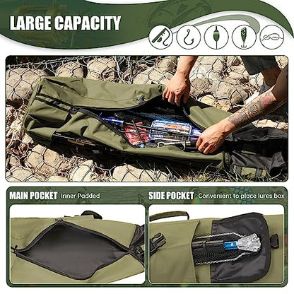 Fishing Rod Bag Fishing Rod Case, Durable Folding 900D Oxford Fabric Portable Large Capacity Waterproof, Fishing Gifts for Men Boys