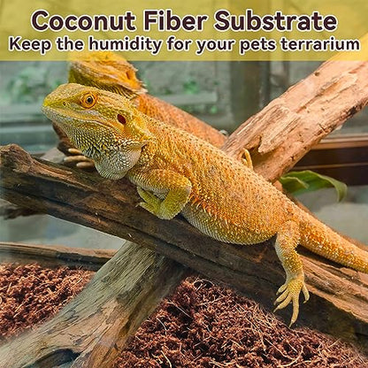 2 Pack Coconut Fiber Substrate, Natural Coco Coir Bedding for Reptiles Turtles, Tortoises, Snake, Hermit Crab, Gecko, Lizard, Bioactive Terrarium Soil for Humidity Control and Plant Substrate
