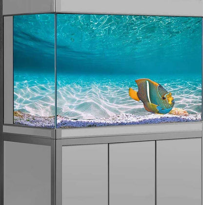 48X18IN Natural Undersea Aquarium Background, Undersea Beach Fish Tank Background, with 8 EVA Double-Sided Tape - color: Sea, size: 48X18in/120X45cm