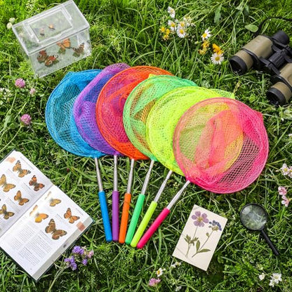 Kids Telescopic Butterfly Fishing Nets Colorful Bug Catching Nets Outdoor Tools for Catching Butterfly Insects Bug Fish Ladybird, Extendable from 6.5 Inch to 34 Inch