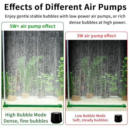 Aquarium Air Bubble Bar, 6.3 Inch Double Row Fine Micro Air Bubble Curtain Wall, Self-Sinking Design High Dissolved Oxygen Diffuser Fish Tank Bubbler for Freshwater Saltwater Hydroponics - size: 6.3 Inch