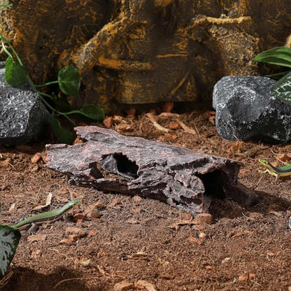 IBWell Aquarium Caves Decor Fish House for Betta Tree Log Hideout Tank Accessories Resin Simulated Hollow Trunk Reptile Shelter for Corn Snakes Lizards