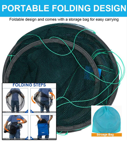 Foldable Fishing Net, Nylon Minnow Trap Crab Trap Crab Net, Drop Net for Pier Fishing, Drop Nets for Pulling Up Fish with Rope, Portable Bridge Fishing Nets for Minnows Crawfish Shrimp