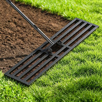 Lawn Leveling Rake 36x10 inch, Heavy Duty Reinforced Lawn Leveler Tool, Garden Landscape Rake with 77" Adjustable Handle, Yard Ground Leveler for Backyard, Garden, Golf Course, Farm, Pasture - style: S-36x10in