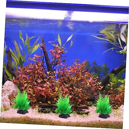 Toddmomy 3pcs Artificial Water Grass Aquatic Plant Ornament Base for Fish Tank Aquarium Decoration Lifelike Plastic Aquatic Landscape for Freshwater and Tanks