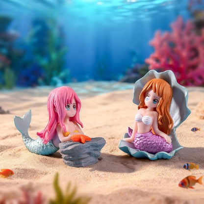 Shell Mermaid Micro Landscape Ornament, Cartoon Aquarium Decoration, Marine Scene Accessories for Fish Tank (style2)