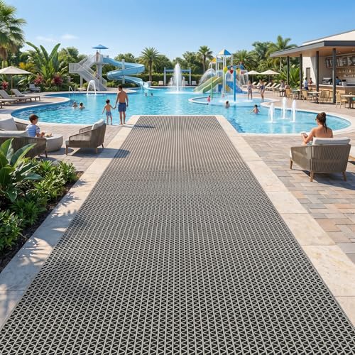 WLWLEO Drainage Non Slip Floor Mats for Pool Restroom Basement Garage Restaurant Sauna SPA Indoor Outside Wet Area, Heavy Duty PVC Water Drain Anti Slip Commercial Flooring Mat,Gray/Grey,0.9×5M - color: Gray/Grey, size: 0.9×5M