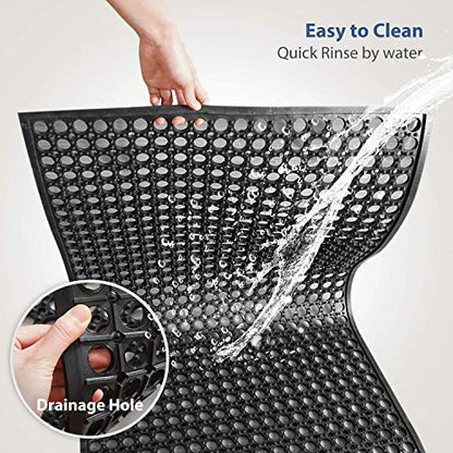 Outdoor Rubber Mat Kitchen Anti-Fatigue Floor Mats (24" x 36") Restaurant Bar Floor Mat New Rubber Non Slip Drainage Mat Black