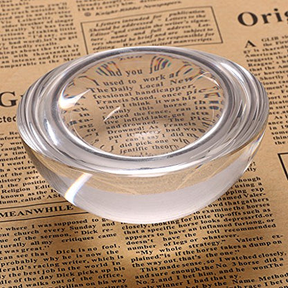 OwnMy 4" Crystal Glass Magnifier, Glide Paperweight Magnifying Glass Dome, Crystal Half Ball Sphere Lens for Photography/Decoration, Reading Aid - size: 4x2 Inch (Pack of 1)