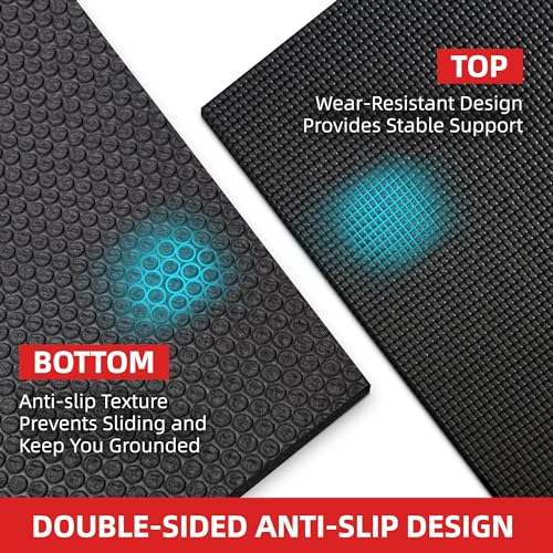 GymCope Extra Large Exercise Mat 10'x6'/9'x6'/8'x6'/7'x5'/6'x4' (8mm) | Thick Workout Mat for Home Gym & Garage Flooring, Shoe-Friendly, High-Density, MMA, HIIT, Weight Lifting, Cardio&Strength - color: 7'x5'x8mm-Black