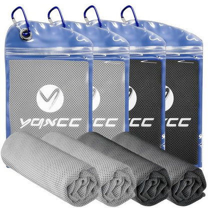YQXCC 4 Pack Cooling Towels, 40"x12", Ice Cool Towels for Neck & Face | Soft Breathable Microfiber, Instant Cooling Neck Wraps for Yoga, Golf, Gym, Running, Hiking, Camping & Hot Weather Activities - color: 2 Dark Gray, 2 Light Gray