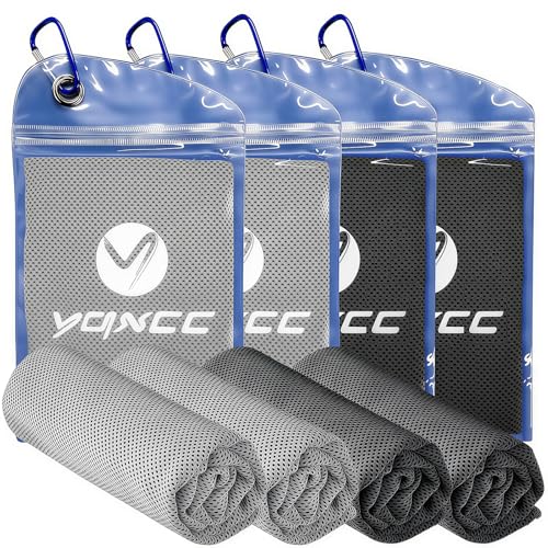 YQXCC 4 Pack Cooling Towels, 40"x12", Ice Cool Towels for Neck & Face | Soft Breathable Microfiber, Instant Cooling Neck Wraps for Yoga, Golf, Gym, Running, Hiking, Camping & Hot Weather Activities - color: 2 Dark Gray, 2 Light Gray