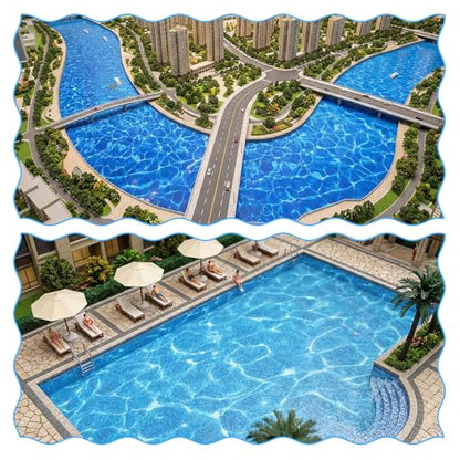 6 Pack Water Decal Paper Fake Water Diorama Supplies Artificial Ripple Waters Effect Sheets Paper Self Adhesive Coated Papers Pearlescent Stream Sheet for Miniature Lake River Village Model Diorama