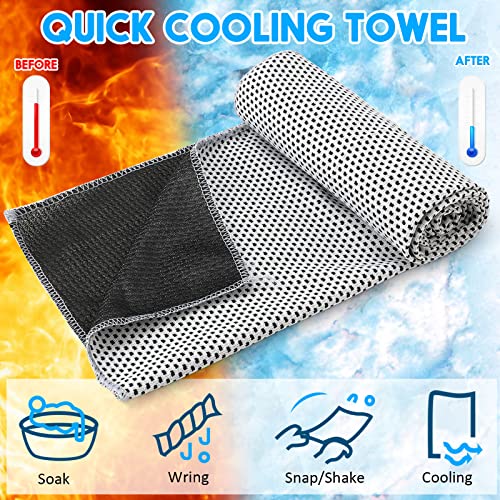 Redbaker 20 Pack Cooling Towels, 40"x12" Ice Breathable Soft Chilly Sweat Rag with Bags for Neck and Face Yoga Gym Running Golf Workout Sports Camping(Light Gray) - color: Light Gray