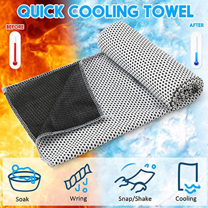 Redbaker 20 Pack Cooling Towels, 40"x12" Ice Breathable Soft Chilly Sweat Rag with Bags for Neck and Face Yoga Gym Running Golf Workout Sports Camping(Light Gray) - color: Light Gray