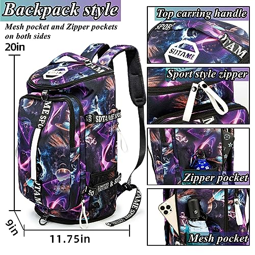 SDTAME Gym Duffel Backpack with Shoe Pocket & Laptop Sleeve - color: Metallic
