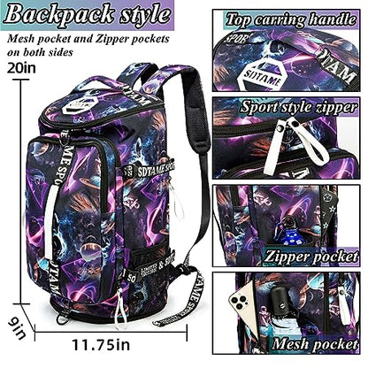 SDTAME Gym Duffel Backpack with Shoe Pocket & Laptop Sleeve - color: Metallic