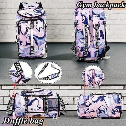 SDTAME Gym Duffel Backpack with Shoe Pocket & Laptop Sleeve - color: Purple