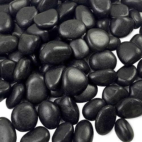 5 lbs Black Pebbles for Indoor Plants, 1-2 Inch Decorative Black River Rocks for Plants, Garden Landscaping, Vase, Yard Walkway, Paving and Outdoor Decorative Stones