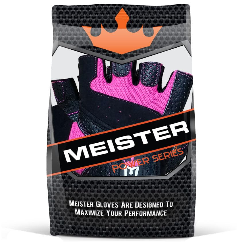 Meister Women's Fit Grip Weight Lifting Gloves w/Washable Amara Leather - color: Black / Pink, size: Medium