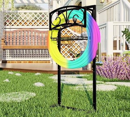 Fire Beauty Garden Hose Holder,Freestanding Water Hose Holder with Storage Basket,In ground Hose Rack Organizer for Outdoor,Detachable Hose Holder Stake,Hose Reel Stand for Outside Lawn Yard - style: Scroll Design