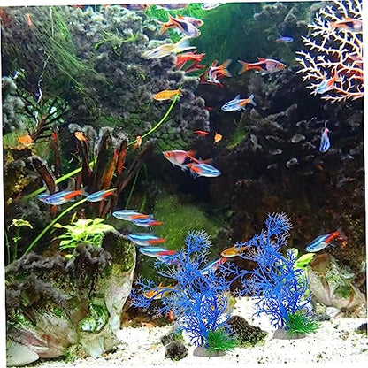 balacoo 5pcs Artificial Aquarium Water Plants Faux Grass Decor for Fish Tank Non-Fading No Deform Plastic Aquatic Plants Base for Easy Setup