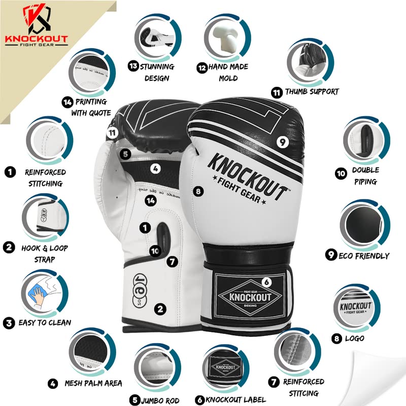 Boxing Gloves & Muay Thai Shin Guards for Men and Women, MMA Kickboxing Shin Pads Set, Adjustable Shin Guards with Instep Protection, Sparring & Martial Arts Training Gear - color: White-Gray, size: 14 oz