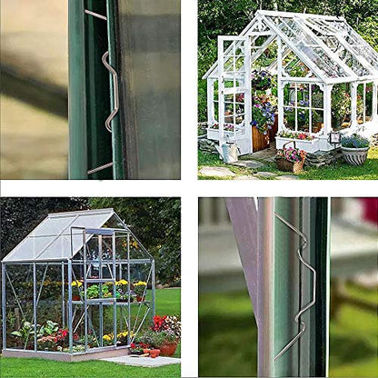 Greenhouse Glazing Clips, Pack of 50 Stainless Steel W Type Clip Leaf Spring Clips, Aluminium Greenhouse Care, House Twin-Hall Web Sheets - size: 50Pcs